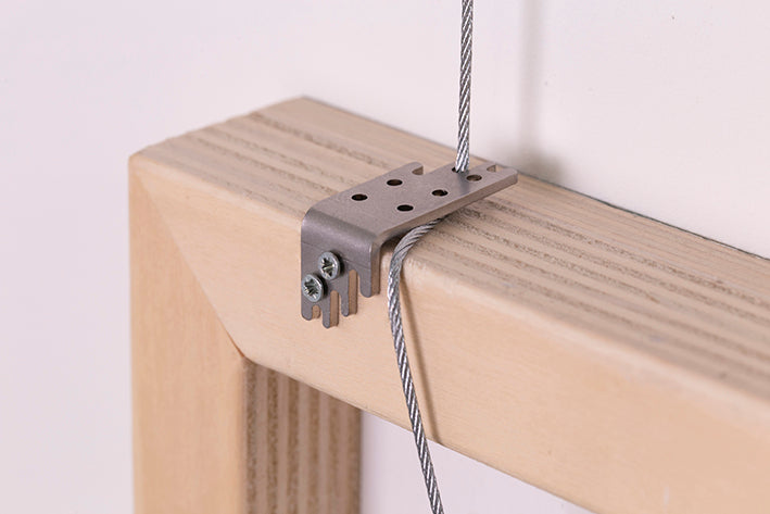 STAS no-tilt set voor schilderijen tot 60 mm dik, geschikt voor stabiele ophangpunten.