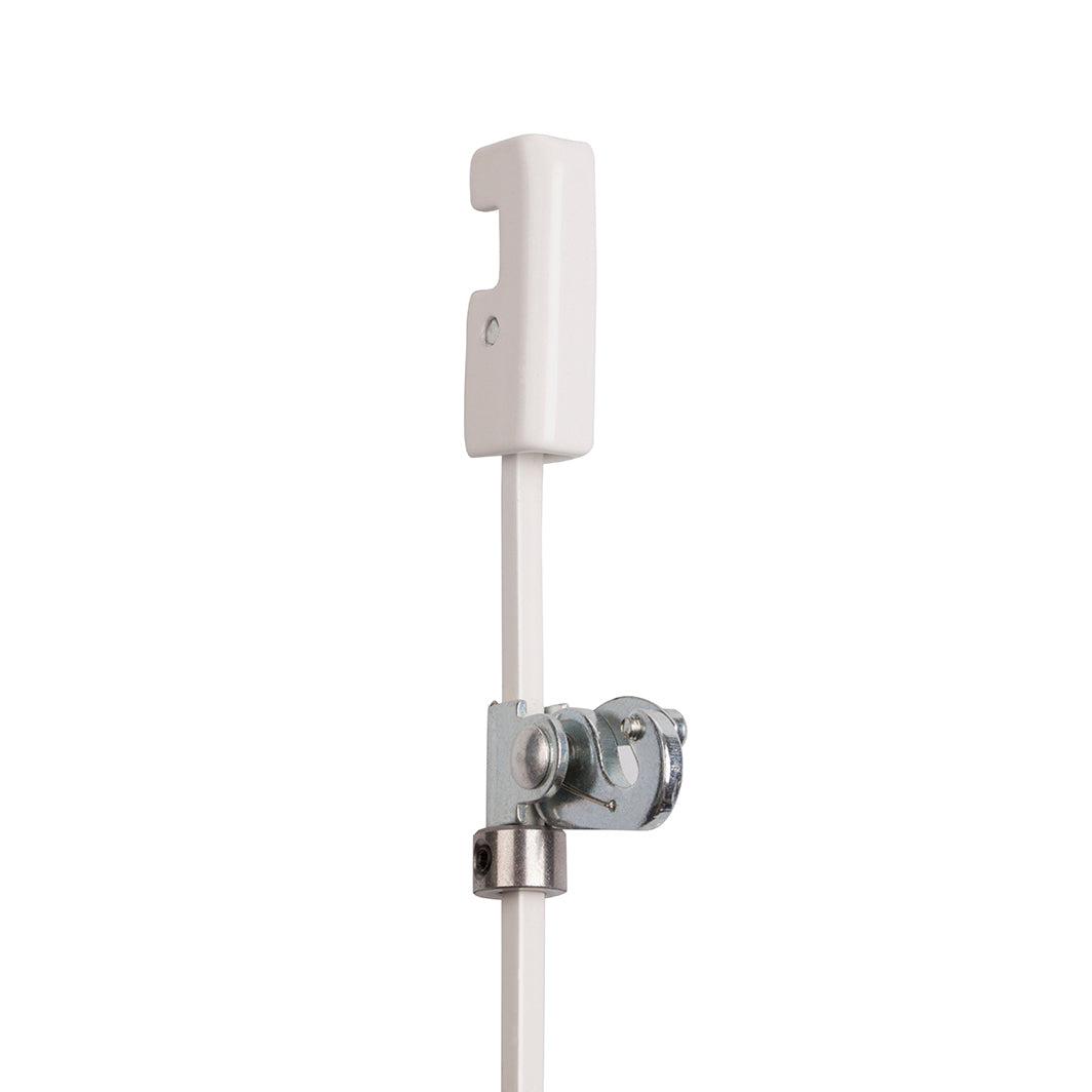 Belastbaar tot 40kg: j-rail max security stang met haak en security cap, ideaal voor uw ophangbehoeften.