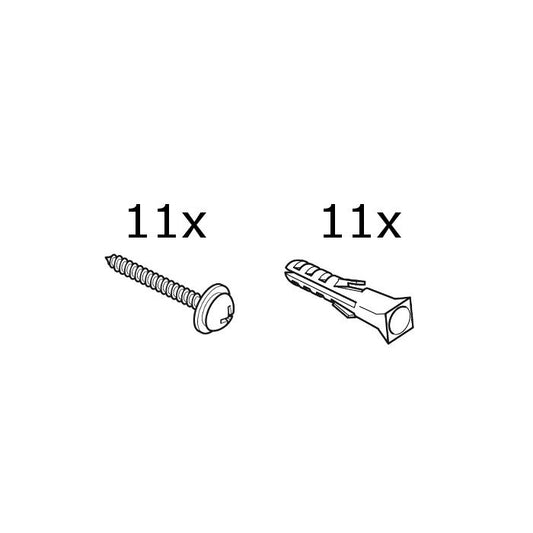 STAS minirail installatiekit (300 cm): 11 clipscrews en 11 plugs voor eenvoudig ophangen.
