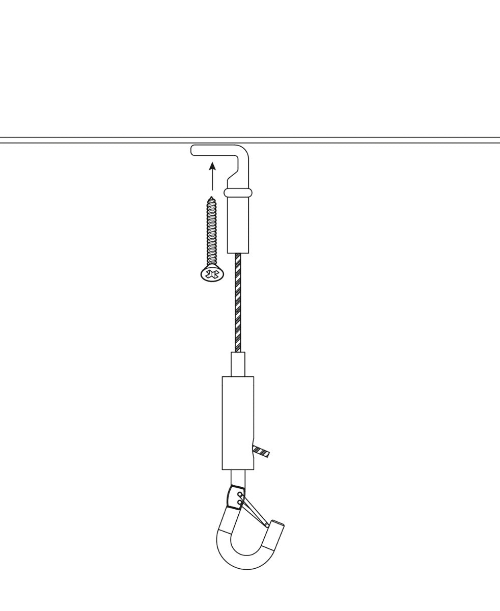 STAS ophangset biedt een veilige oplossing met 2 meter staalkabel en belasting tot 25 kg.