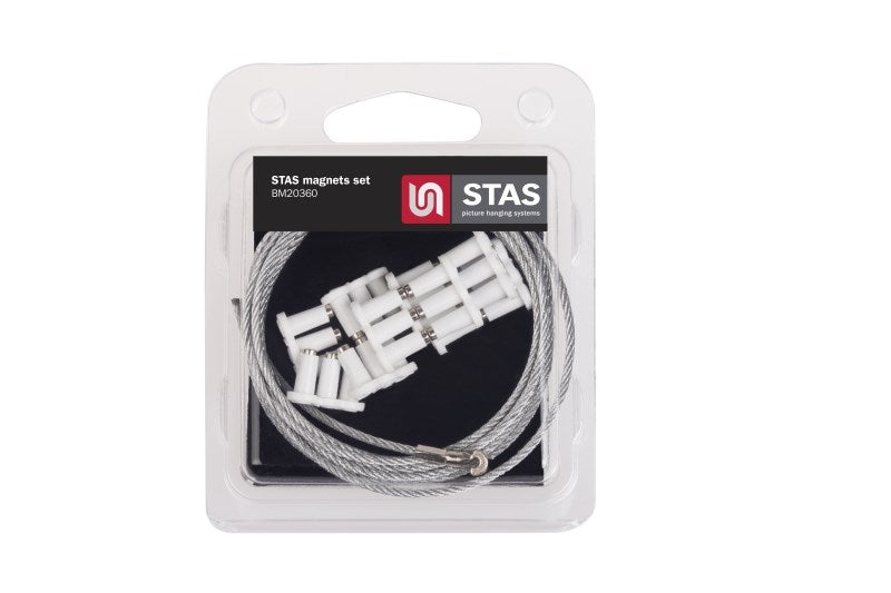 STAS magnet set: Bevestig eenvoudig je kaarten met sterke neodymium magneten en een staalkabel.
