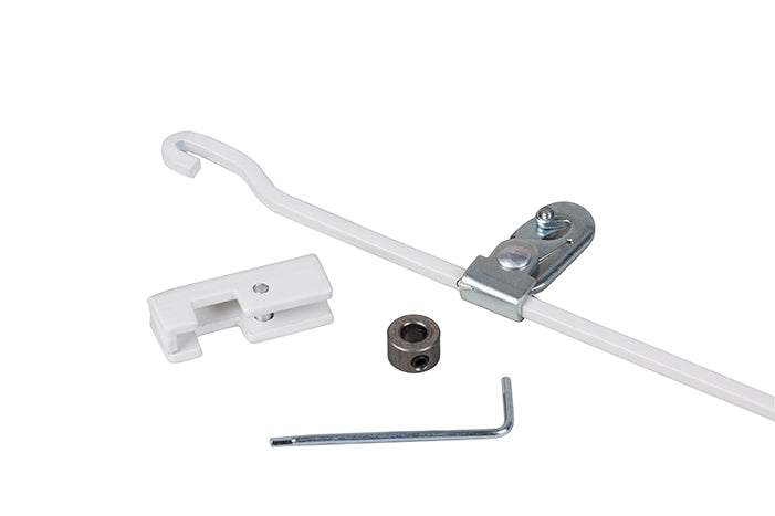 Belastbaar tot 40kg: j-rail max security, inclusief stang, haak en cap voor een stevige ophangmogelijkheid.