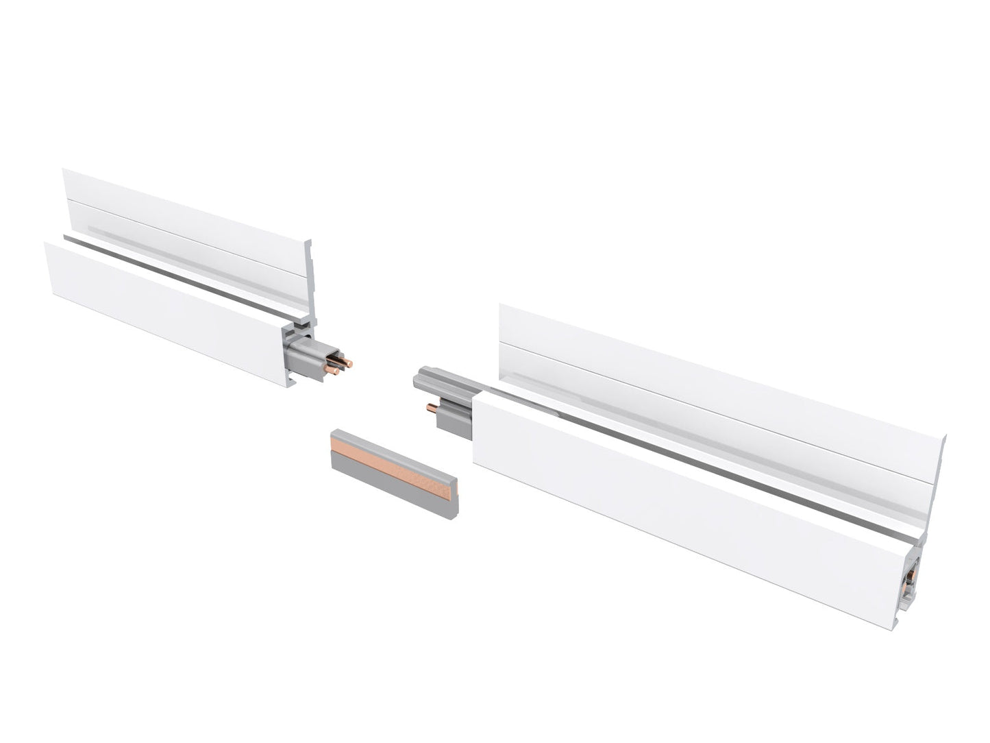 STAS multirail crown / flat / ruwbouwprofiel railverbinder, wit en veelzijdig in gebruik.
