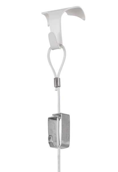 STAS kantlathaak alu/goud/wit, ontworpen voor gebruik met staalkabels met lus voor een veilige bevestiging.
