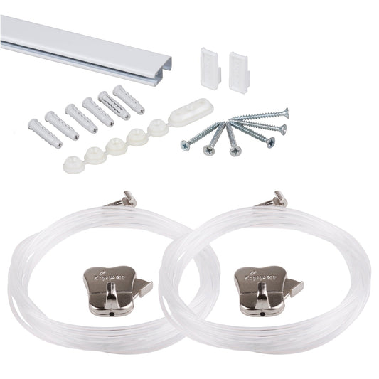 Complete set: STAS cliprail pro 150cm - sterk profielsysteem voor zwaardere kunstwerken, tot 45 kg/m.