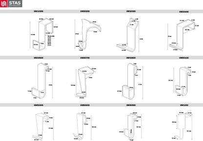 STAS wandhaak wit - diverse maten