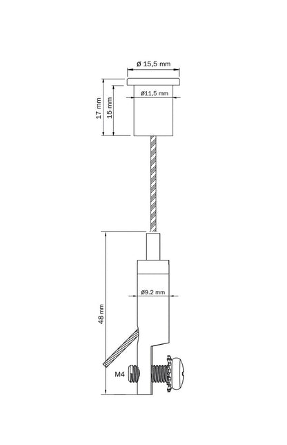 STAS ophangset met paneelhanger (10mm) en plafondbevestiging