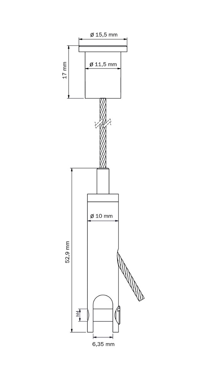 STAS ophangset met paneelhanger (6mm) en plafondbevestiging