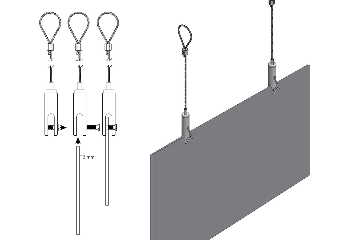 STAS ophangset met paneelhanger (klein M4) en lus