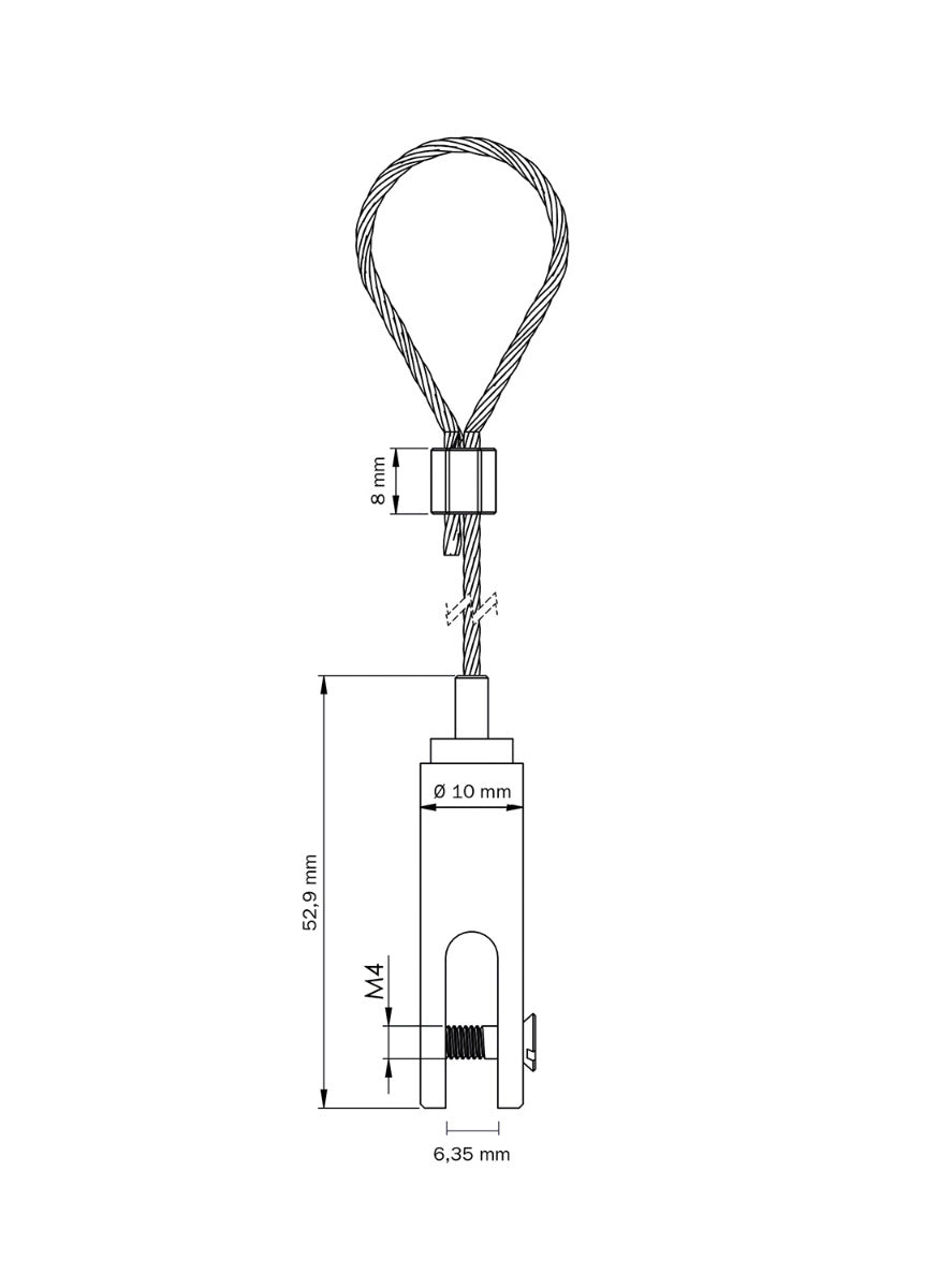 STAS ophangset met paneelhanger (6mm) en lus